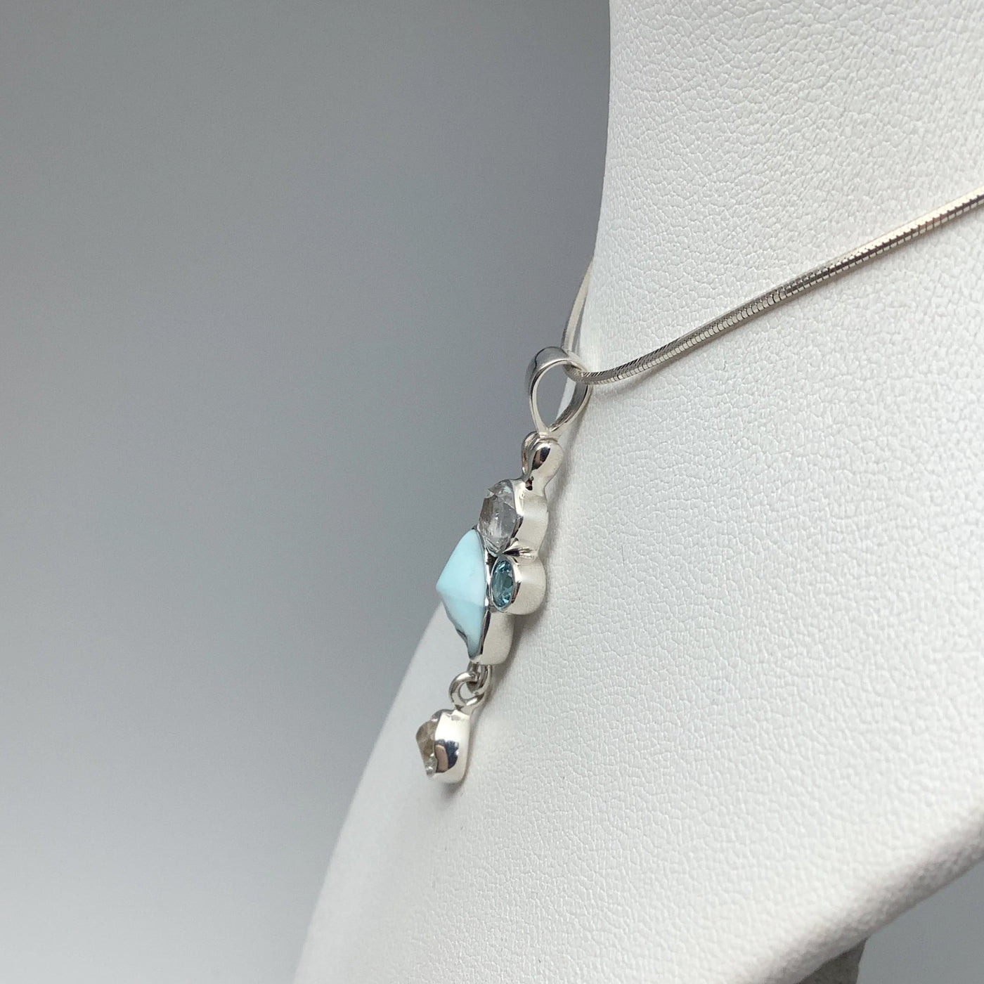 Larimar, Herkimer Diamond and Blue Topaz Pendant