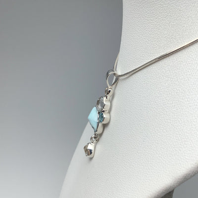 Larimar, Herkimer Diamond and Blue Topaz Pendant