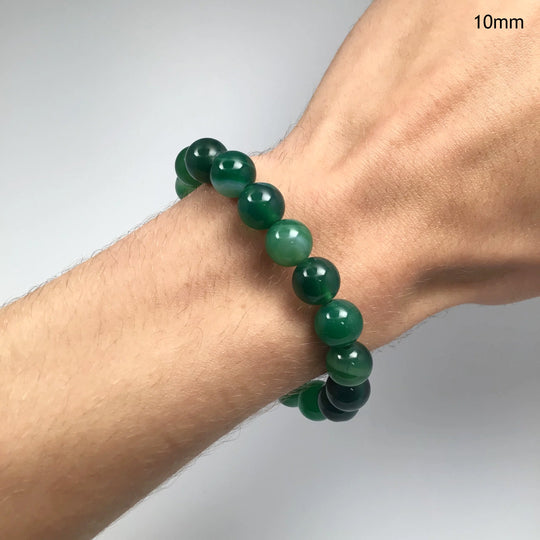 Banded Green Agate Beaded Bracelet - Rocks and Gems Canada