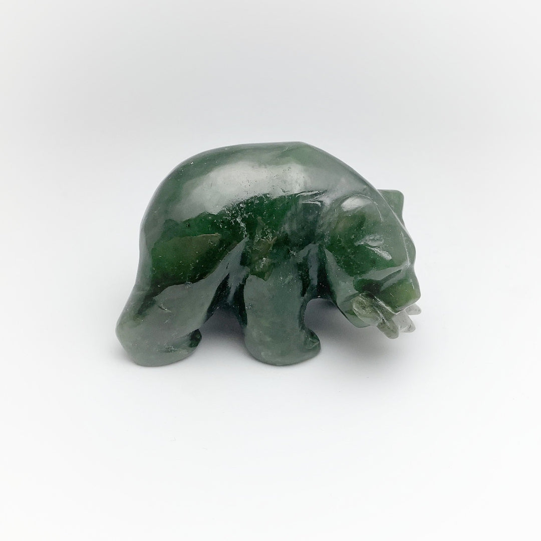 BC Jade Bear with Fish Carving - Rocks and Gems Canada