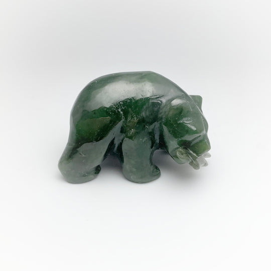 BC Jade Bear with Fish Carving - Rocks and Gems Canada