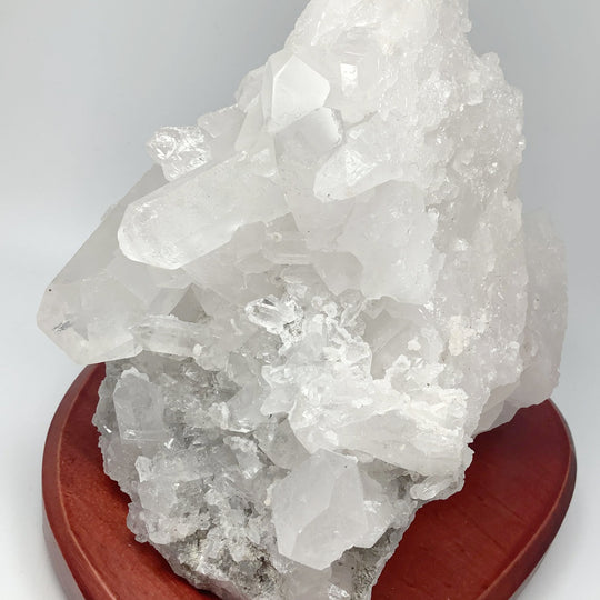 Quartz Cluster Lamp with Wooden Base