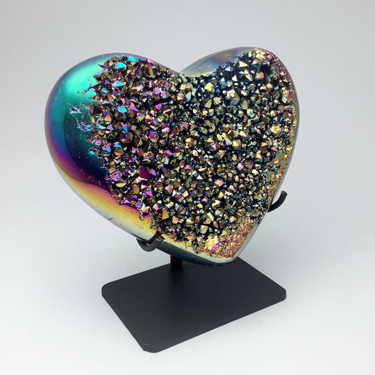 Rainbow Agate Heart on Stand - Rocks and Gems Canada