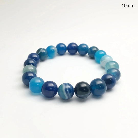 Banded Blue Agate Beaded Bracelet - Rocks and Gems Canada