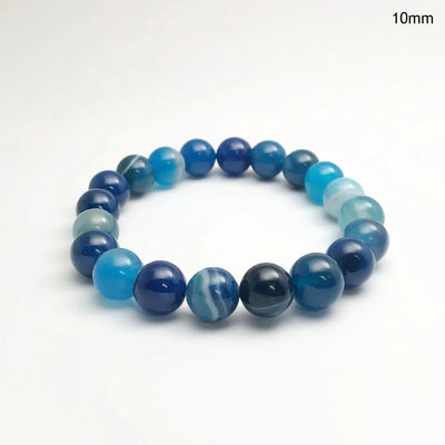 Banded Blue Agate Beaded Bracelet