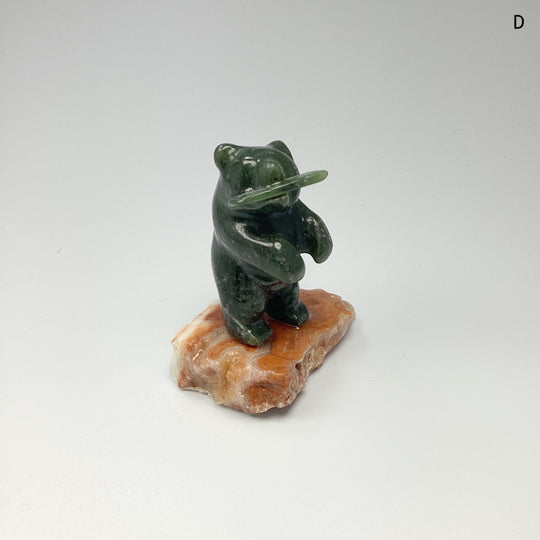 Jade Bear Carving on Base - Rocks and Gems Canada