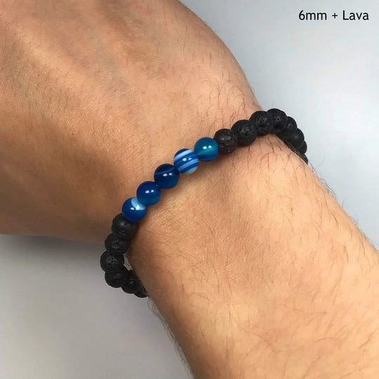 Banded Blue Agate Beaded Bracelet - Rocks and Gems Canada