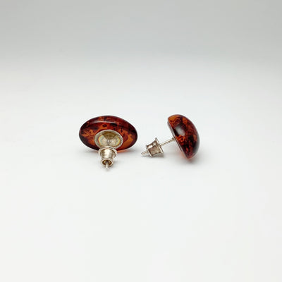 Cognac Amber Stud Earrings