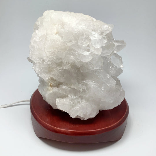 Quartz Cluster Lamp with Wooden Base