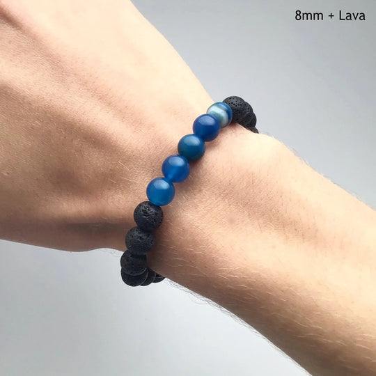 Banded Blue Agate Beaded Bracelet - Rocks and Gems Canada