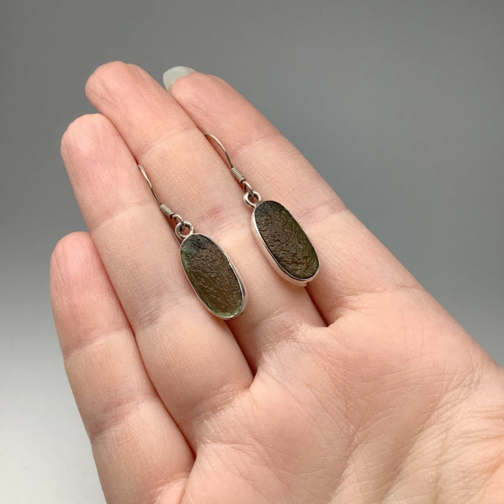 Moldavite Dangle Earrings - Rocks and Gems Canada