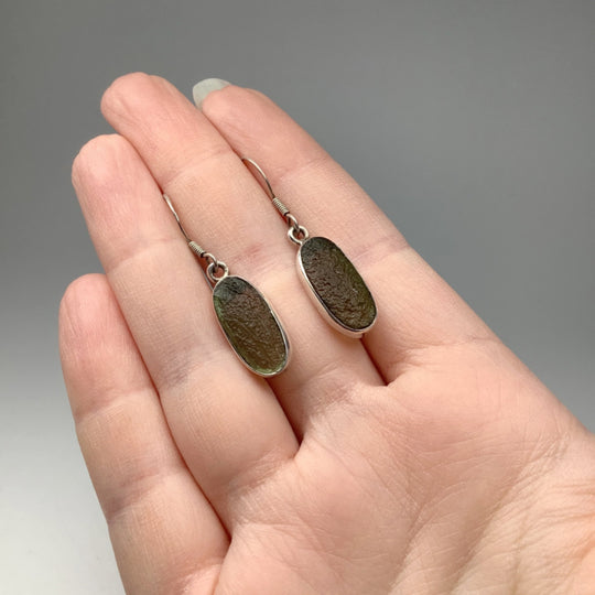 Moldavite Dangle Earrings - Rocks and Gems Canada
