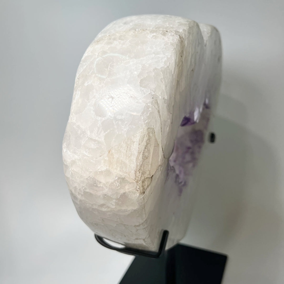 Amethyst Geode Heart Carving on Display Stand - Rocks and Gems Canada