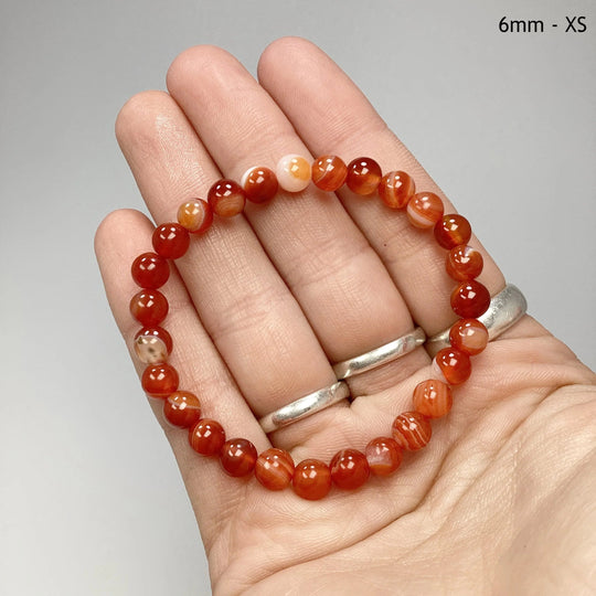 Banded Carnelian Agate Beaded Bracelet - Rocks and Gems Canada