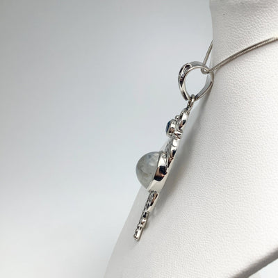 Rainbow Moonstone and Blue Topaz Pendant