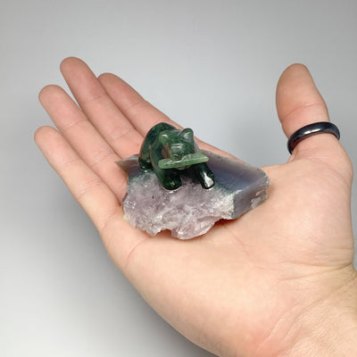Jade Bear Carving on Amethyst Base