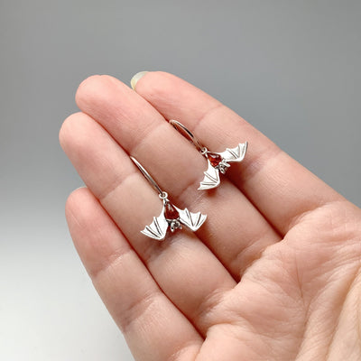 Cognac Amber Bat Dangle Earrings