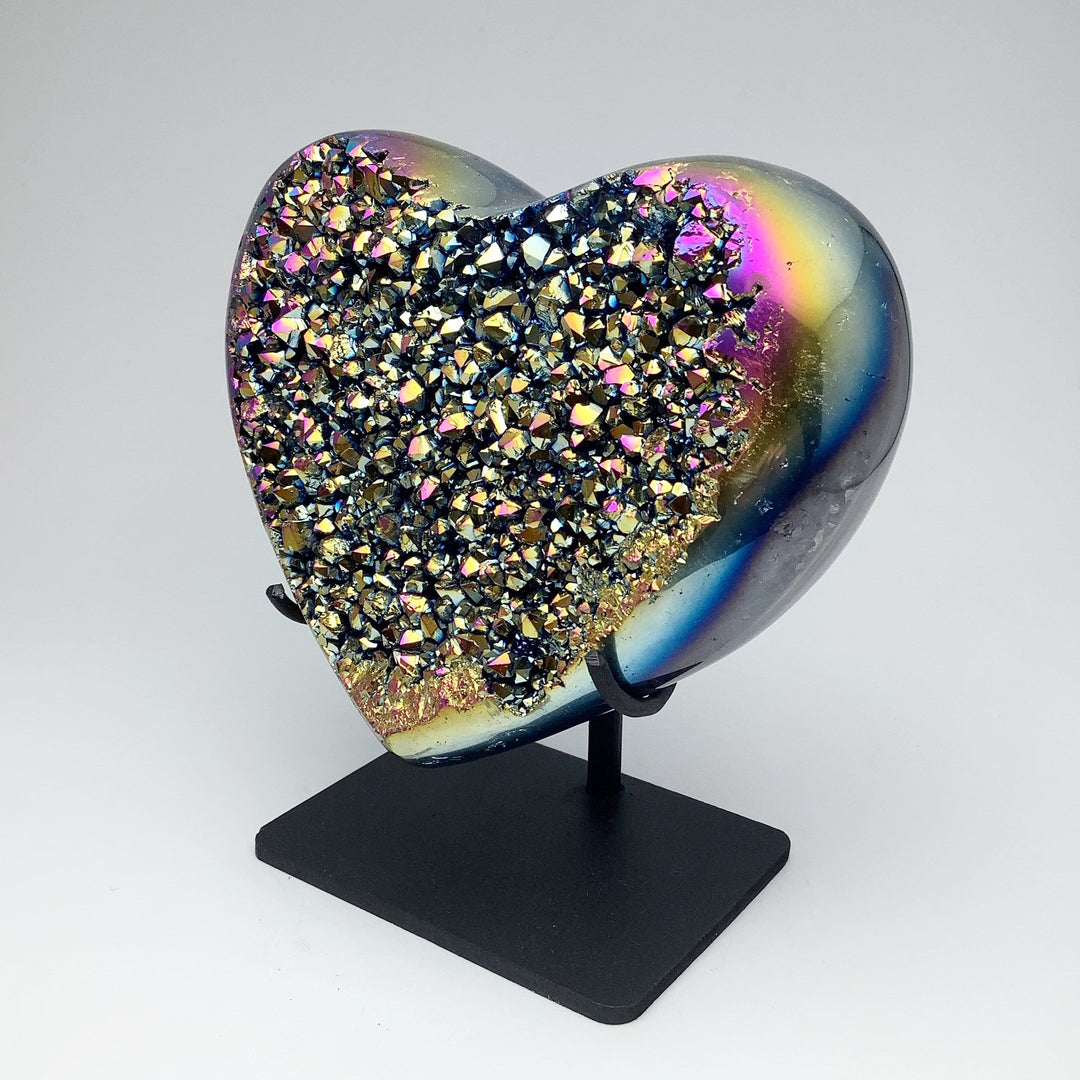 Rainbow Agate Heart on Stand - Rocks and Gems Canada