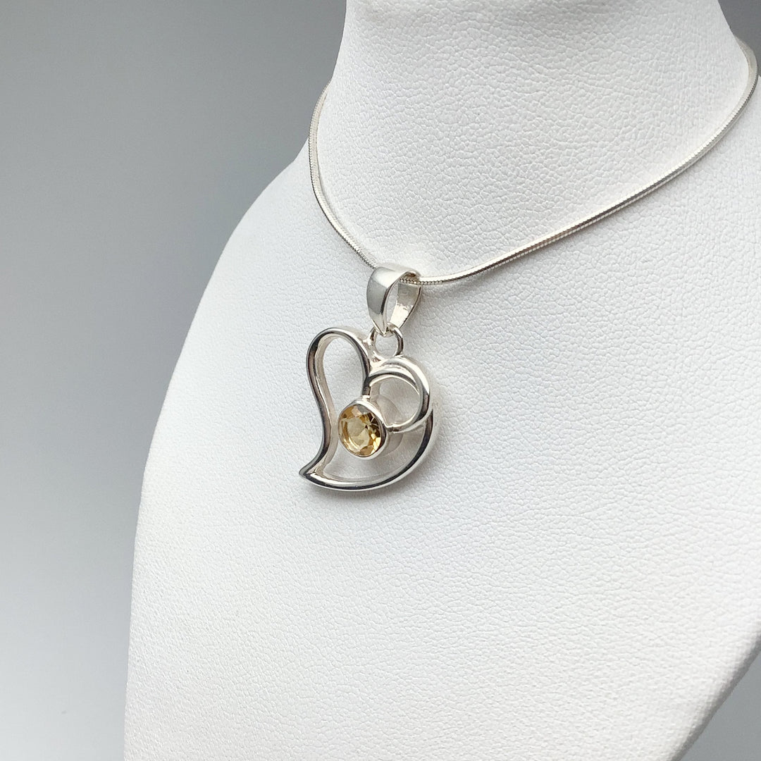 Citrine Heart Pendant - Rocks and Gems Canada