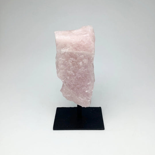 Rough Rose Quartz on Display Stand - Rocks and Gems Canada