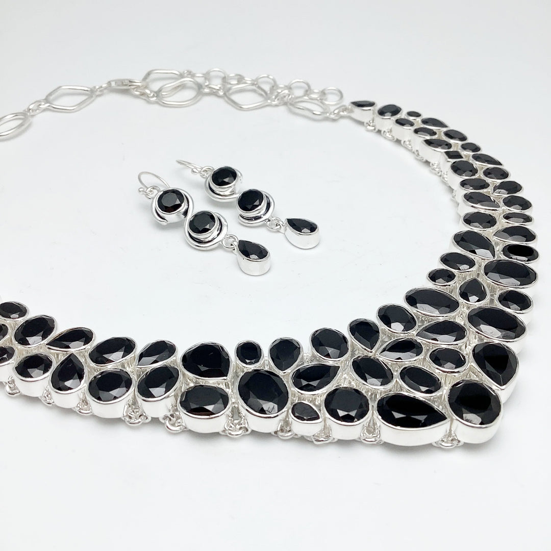 Black Onyx Earrings and Necklace Set - Rocks and Gems Canada