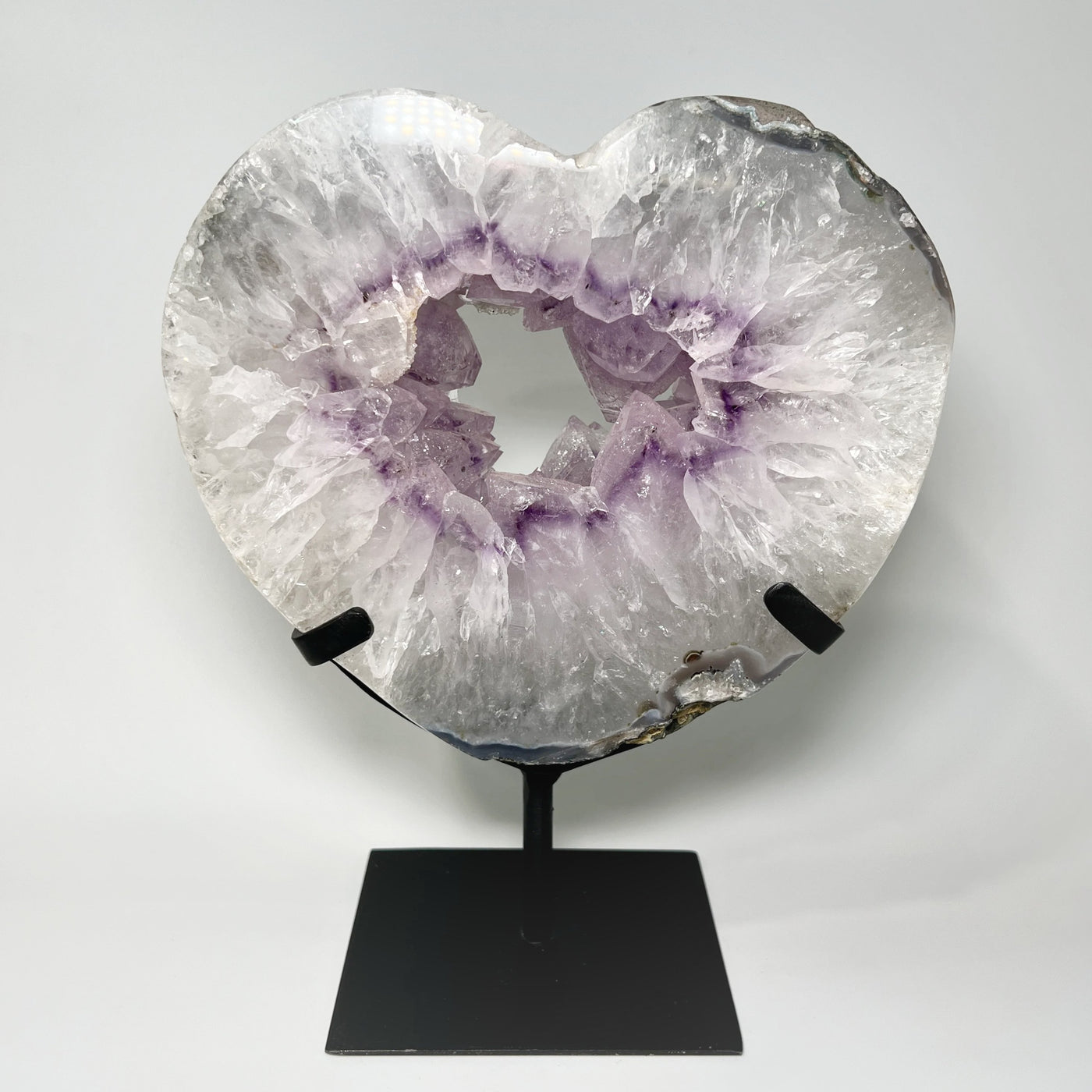Amethyst Geode Heart Carving on Display Stand