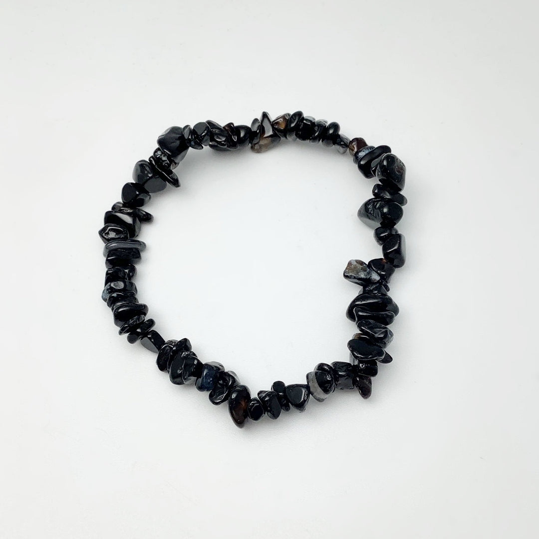 Black Agate Chip Beaded Bracelet - Rocks and Gems Canada