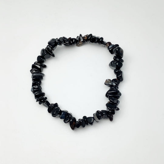 Black Agate Chip Beaded Bracelet - Rocks and Gems Canada