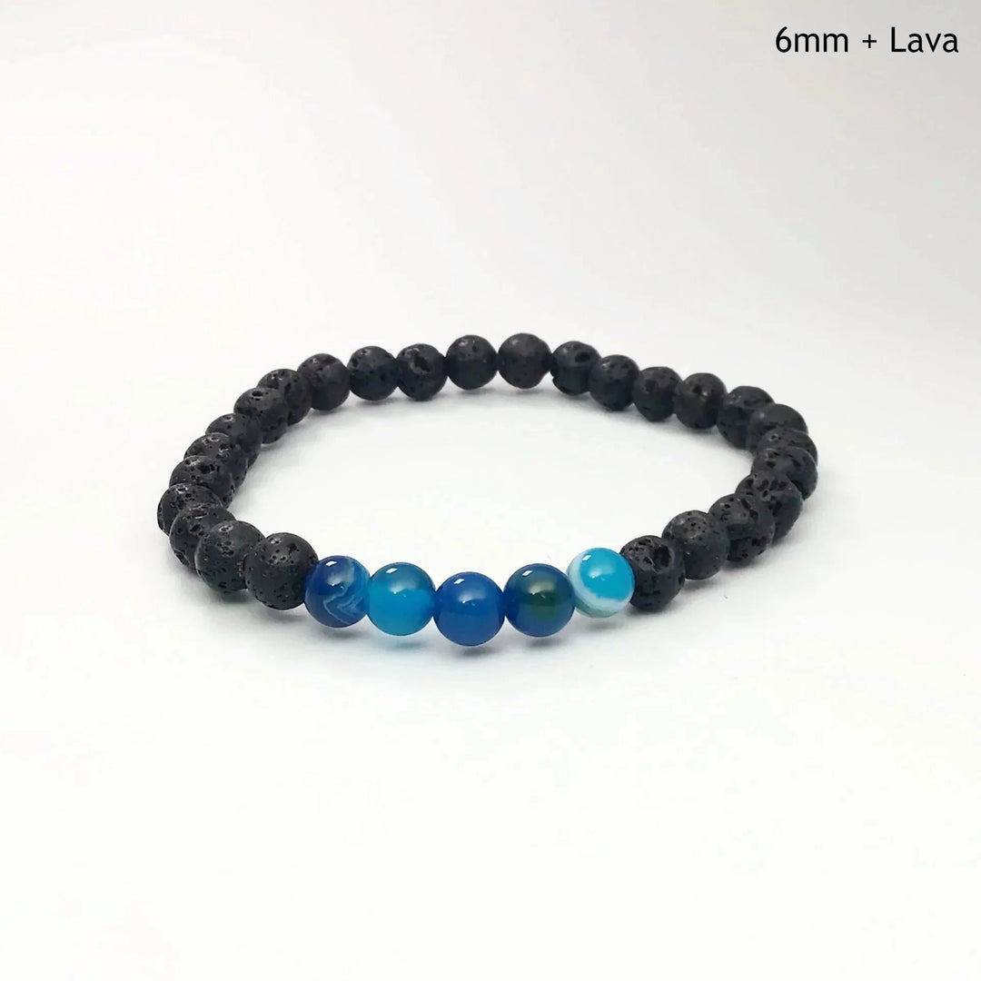 Banded Blue Agate Beaded Bracelet - Rocks and Gems Canada
