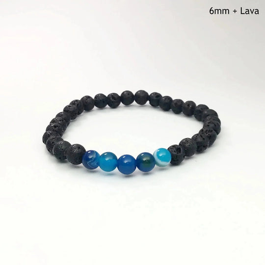 Banded Blue Agate Beaded Bracelet - Rocks and Gems Canada