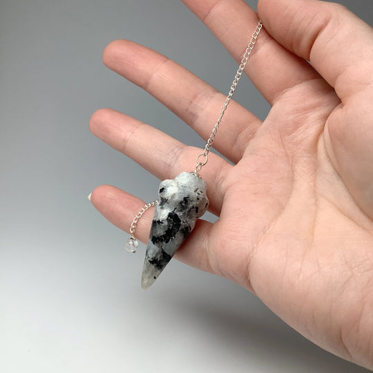 Polished Gemstone Pendulum with Quartz Bead - Rocks and Gems Canada