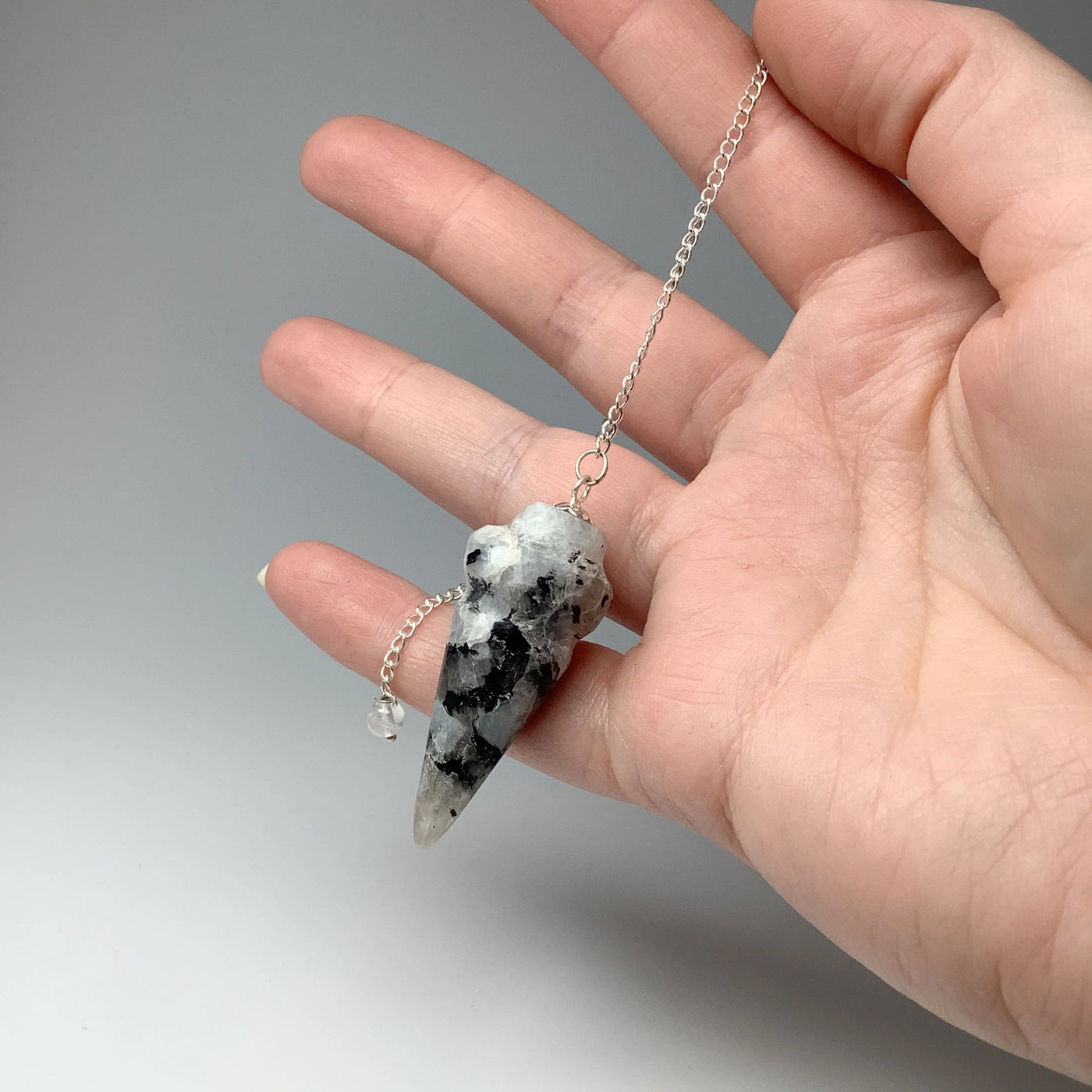 Polished Gemstone Pendulum with Quartz Bead