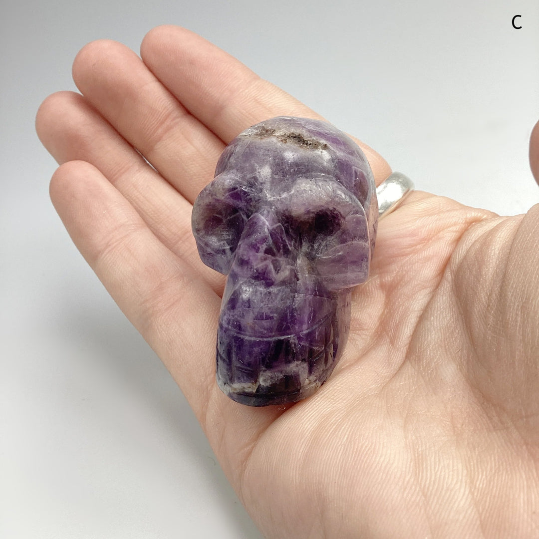Carved Chevron Amethyst Skull - Rocks and Gems Canada