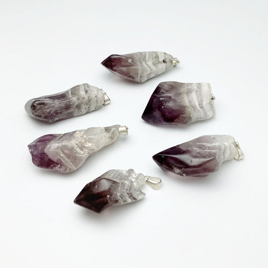 Shadow Chevron Amethyst Tumbled Pendant - Rocks and Gems Canada