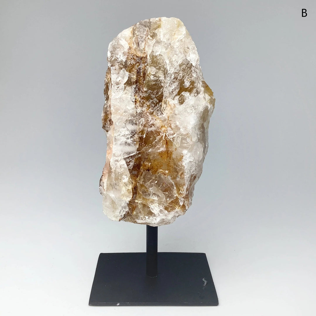 Golden Healing Quartz On Metal Display Stand - Rocks and Gems Canada