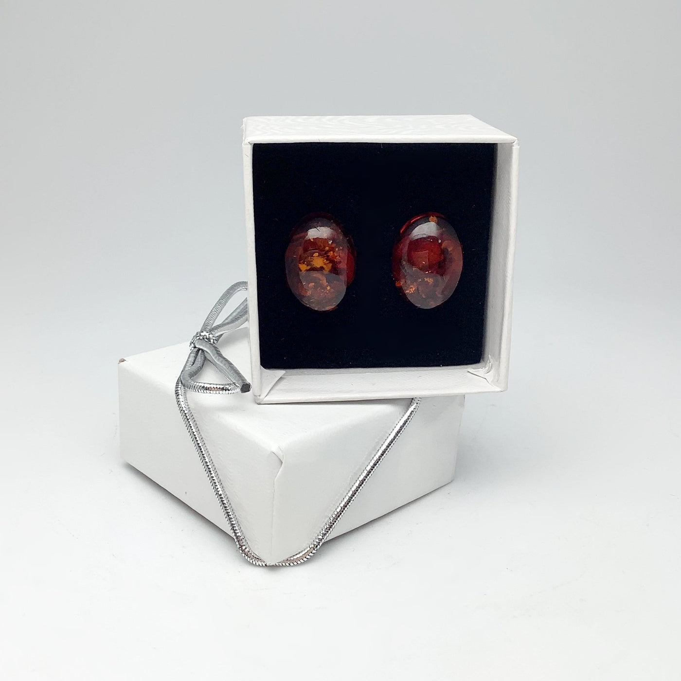 Cognac Amber Stud Earrings