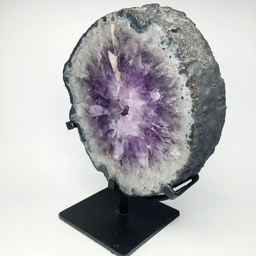Amethyst Geode Slice on Display Stand - Rocks and Gems Canada