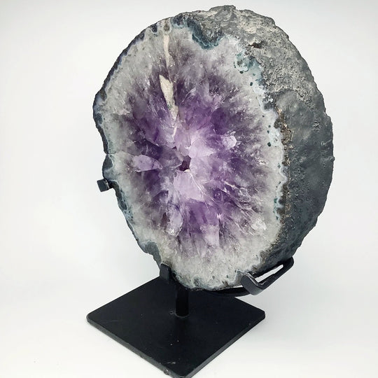 Amethyst Geode Slice on Display Stand - Rocks and Gems Canada