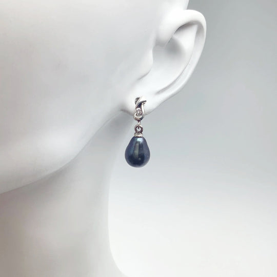 Tahitian Pearl and Cubic Zirconia Stud Earrings - Rocks and Gems Canada
