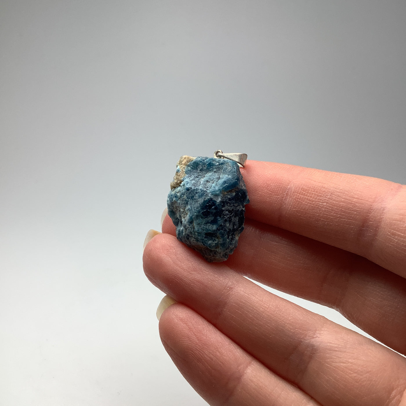 Blue Apatite Rough Chunk Pendant
