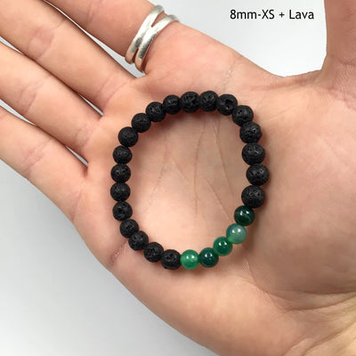 Banded Green Agate Beaded Bracelet