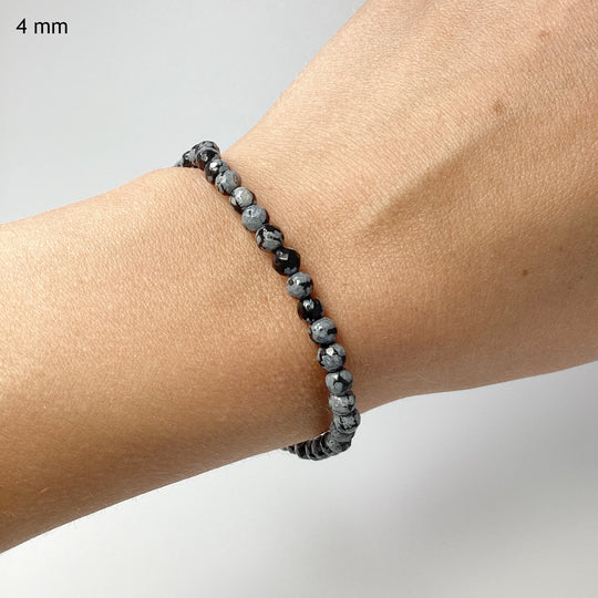Snowflake Obsidian Faceted Beaded Bracelet - Rocks and Gems Canada