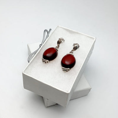 Cherry Amber Stud Earrings