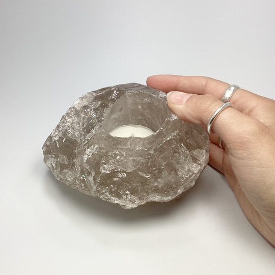 Rough Smoky Quartz Candle Holder - Rocks and Gems Canada