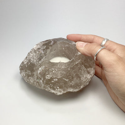 Rough Smoky Quartz Candle Holder