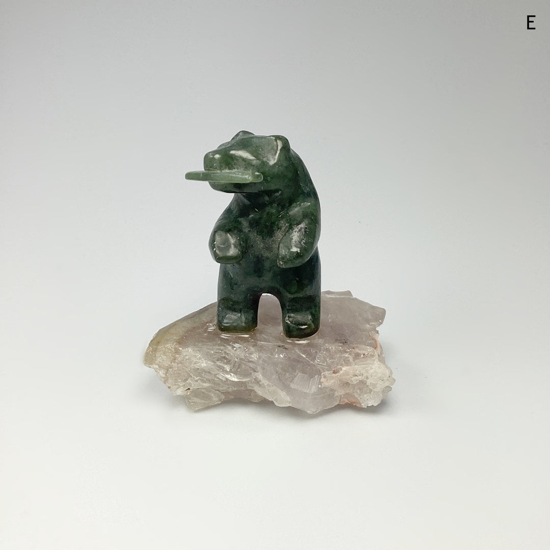 Jade Bear Carving on Base - Rocks and Gems Canada