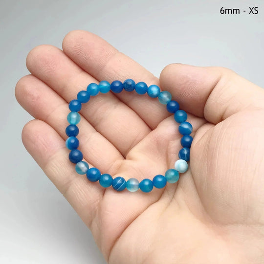 Banded Blue Agate Beaded Bracelet - Rocks and Gems Canada