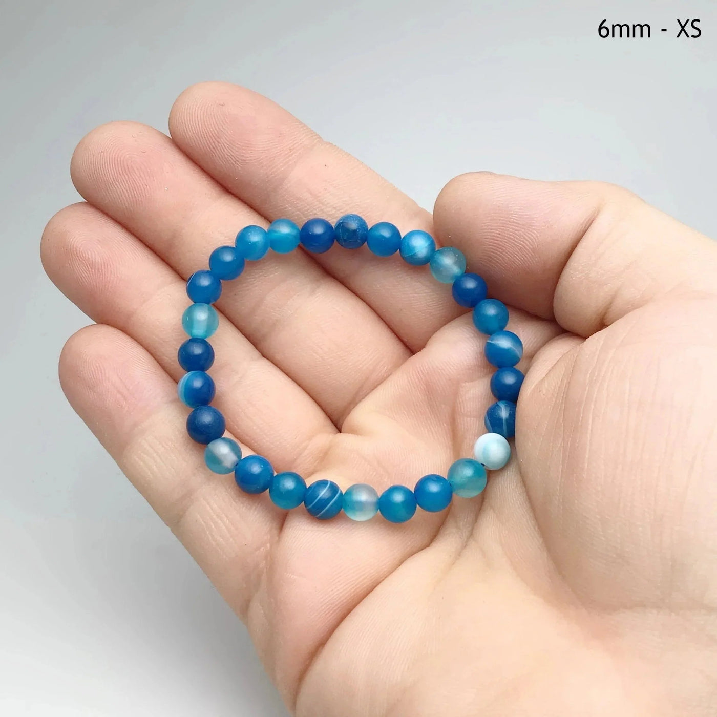Banded Blue Agate Beaded Bracelet