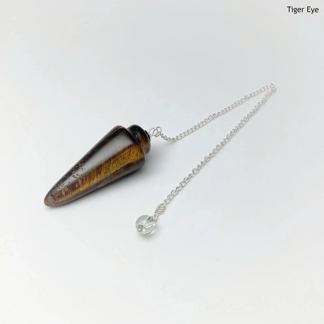 Polished Gemstone Pendulum with Quartz Bead - Rocks and Gems Canada