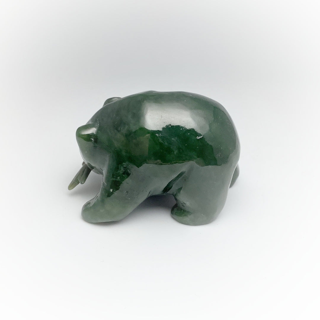 BC Jade Bear with Fish Carving - Rocks and Gems Canada